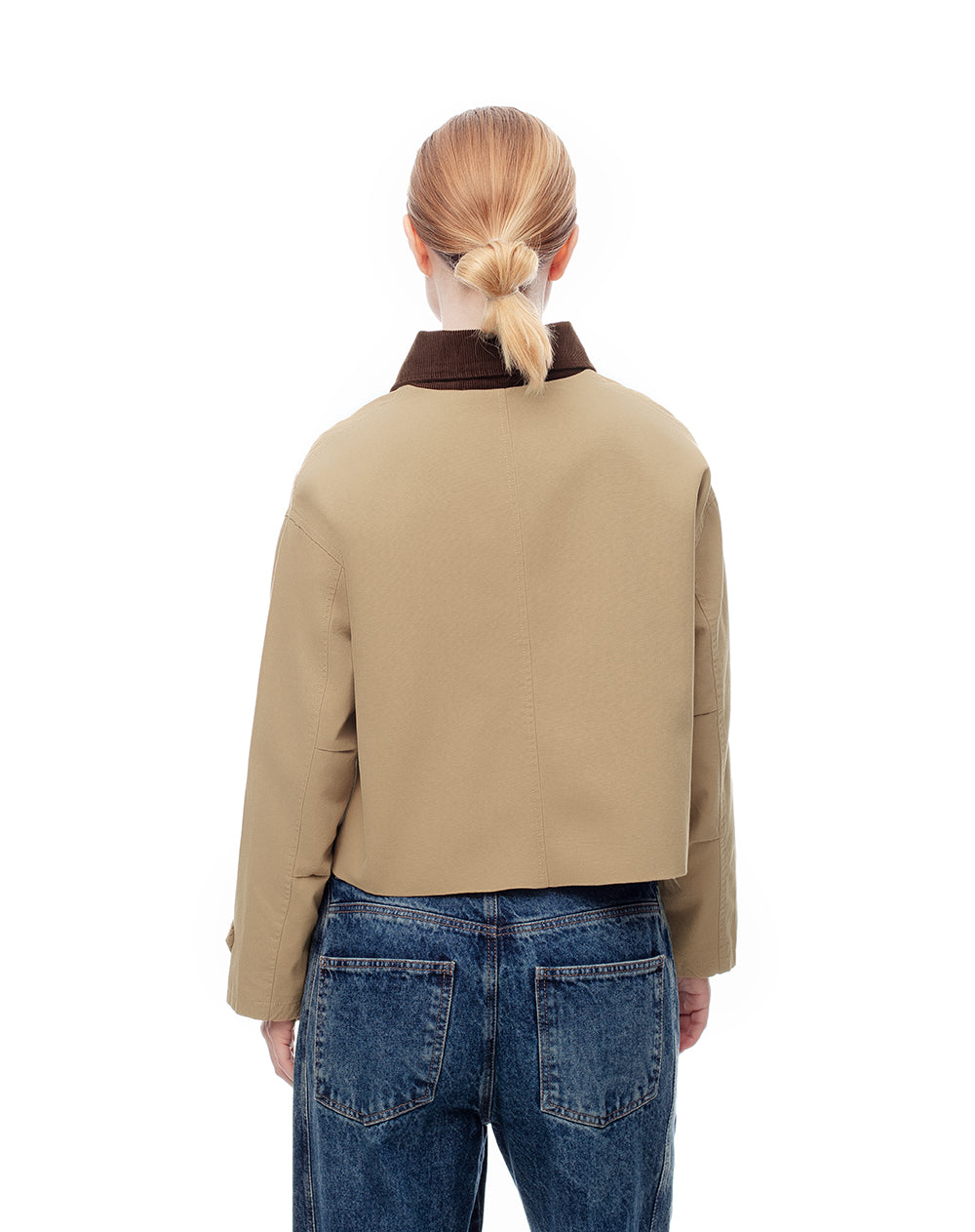 Chaqueta loose fit sin capucha en drill kaki