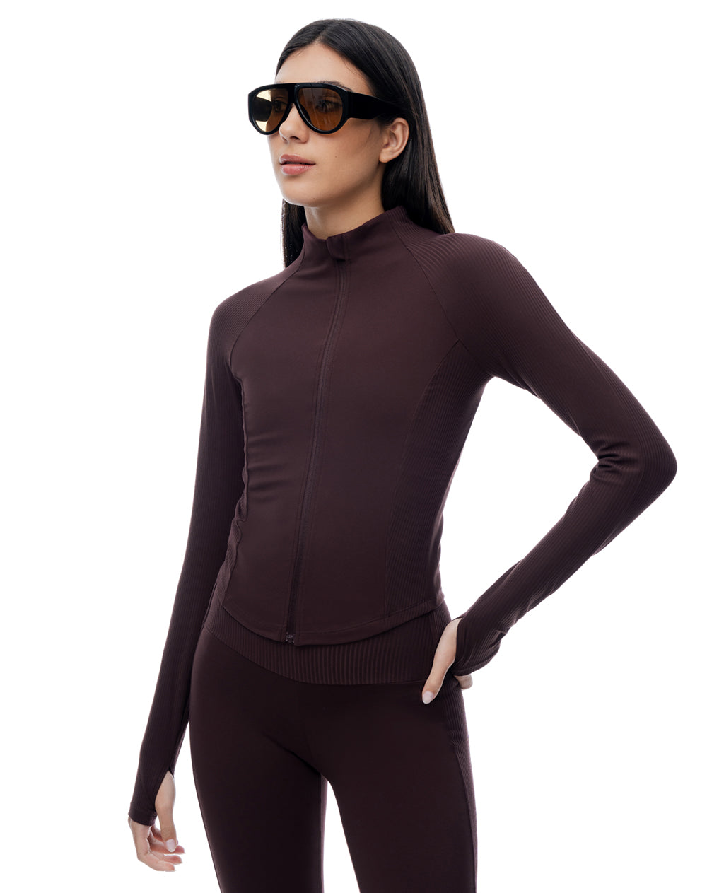 Chaqueta slim sin capucha vinotinto mujer