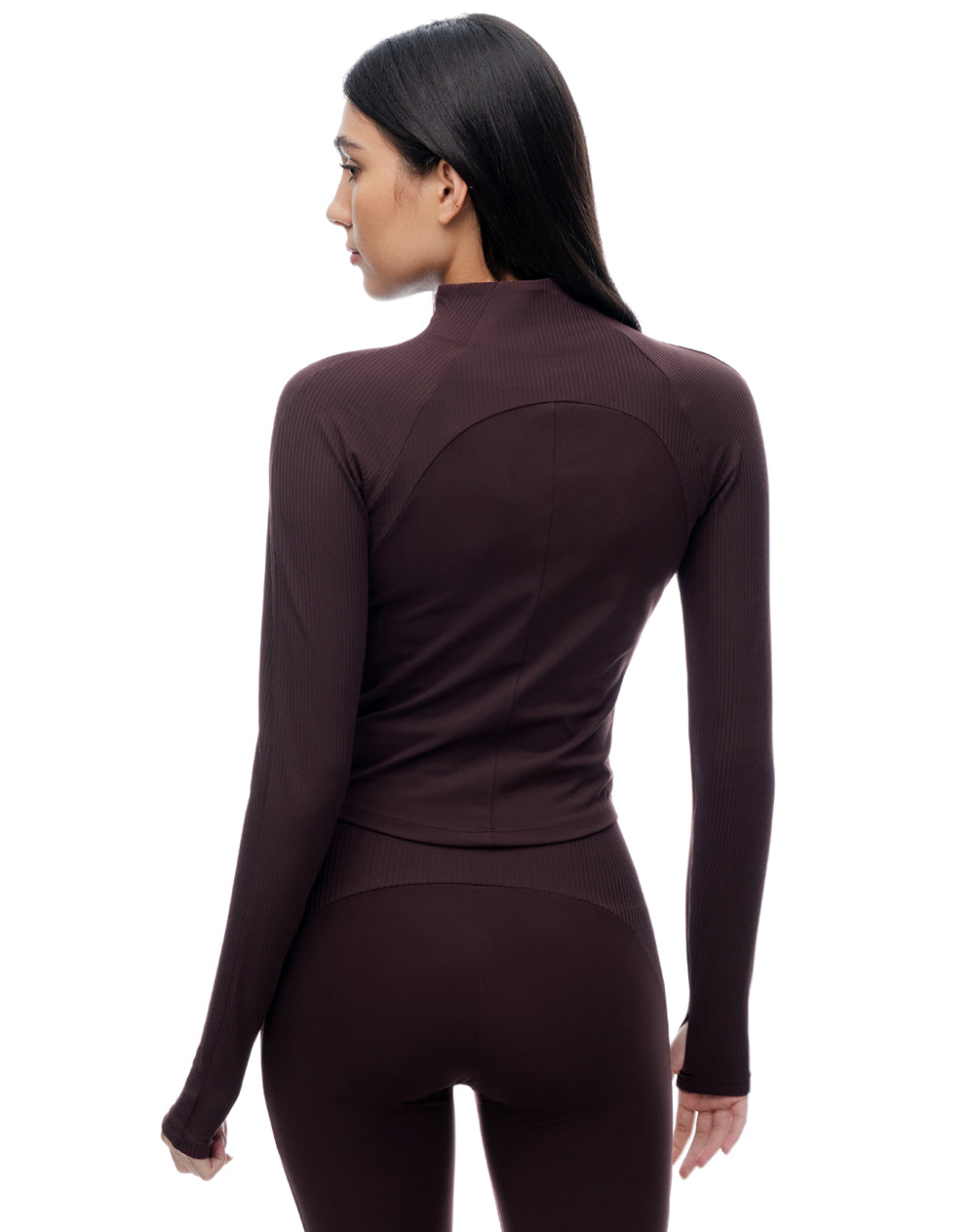 Chaqueta slim sin capucha vinotinto mujer