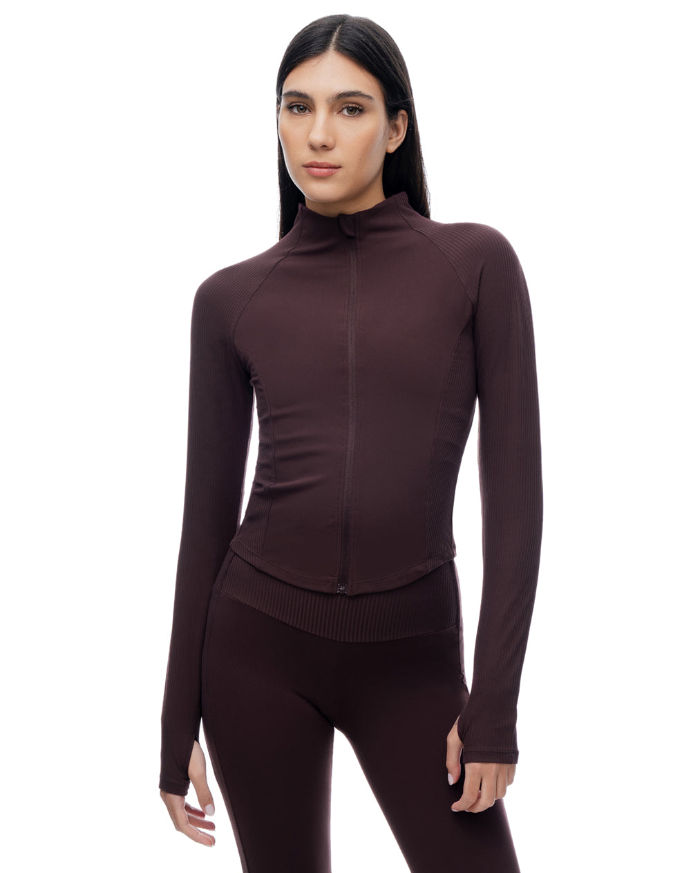 Chaqueta slim sin capucha vinotinto mujer