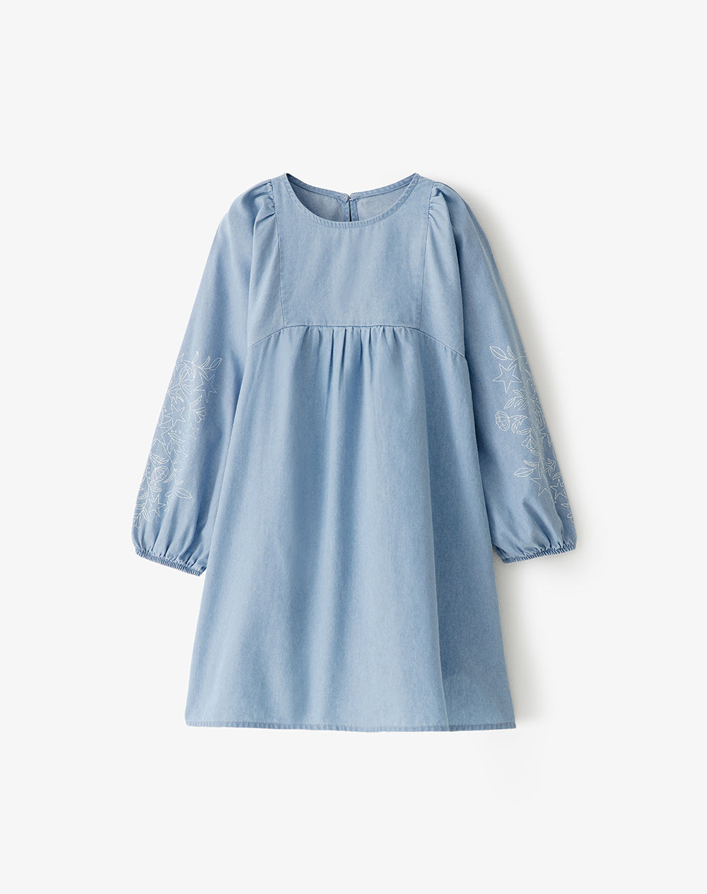 Vestido corto recto denim índigo claro niña