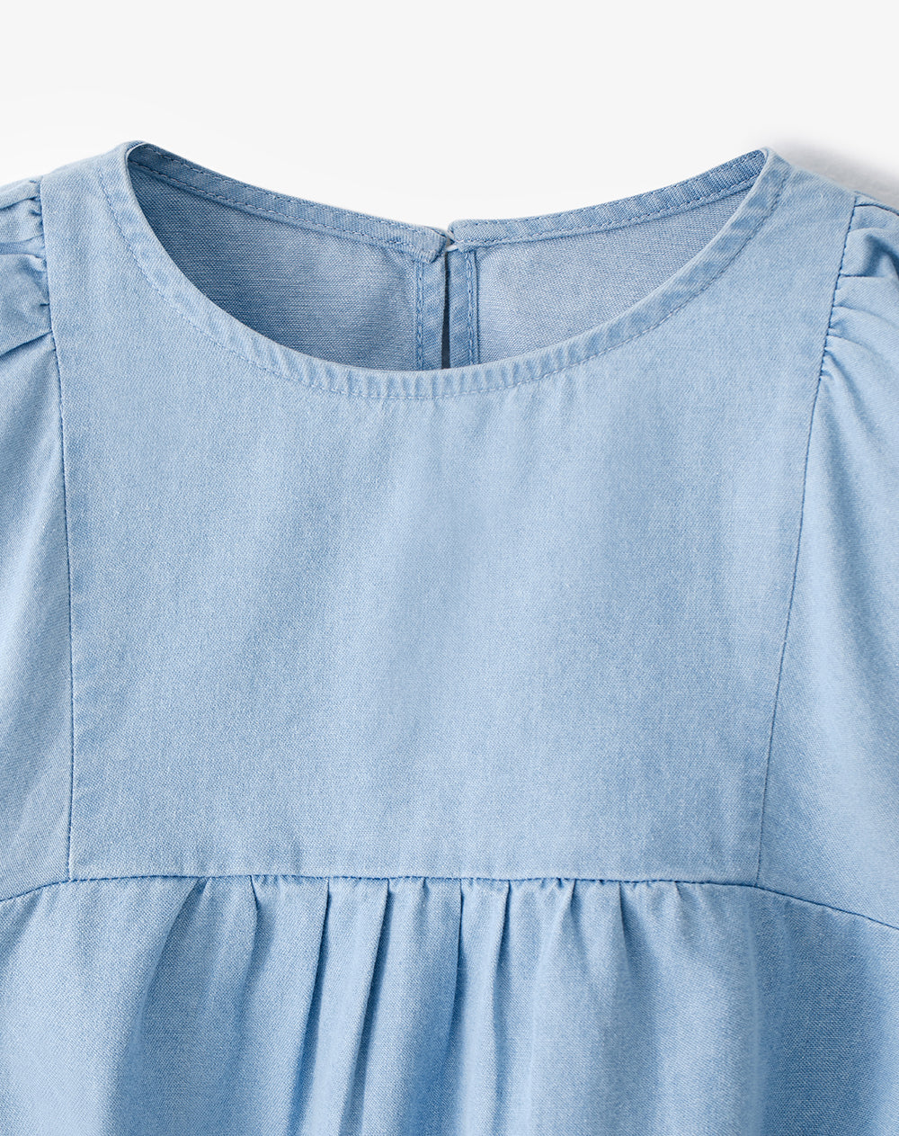 Vestido corto recto denim índigo claro niña
