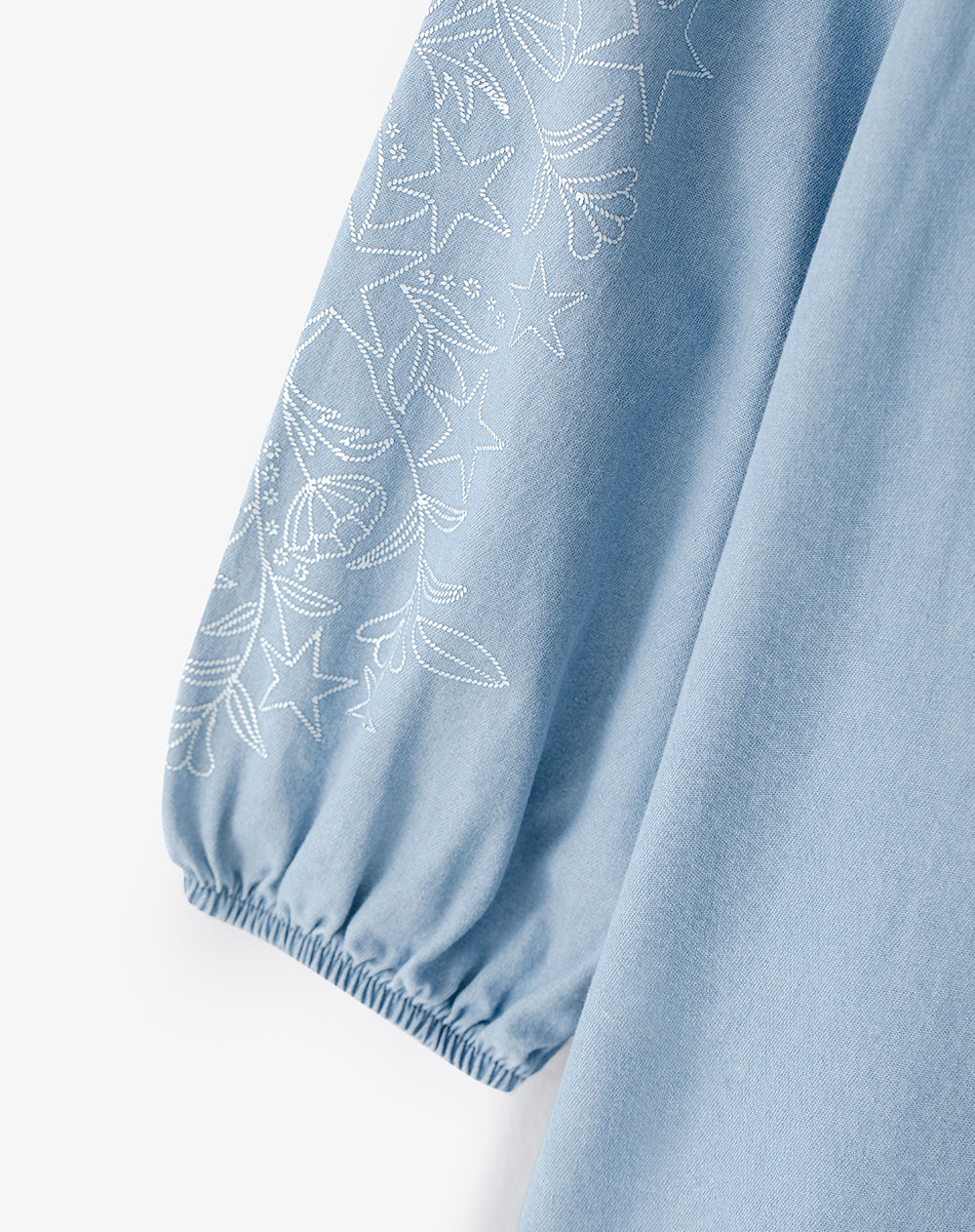 Vestido corto recto denim índigo claro niña