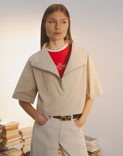 Camisa regular manga 3/4 kaki mujer