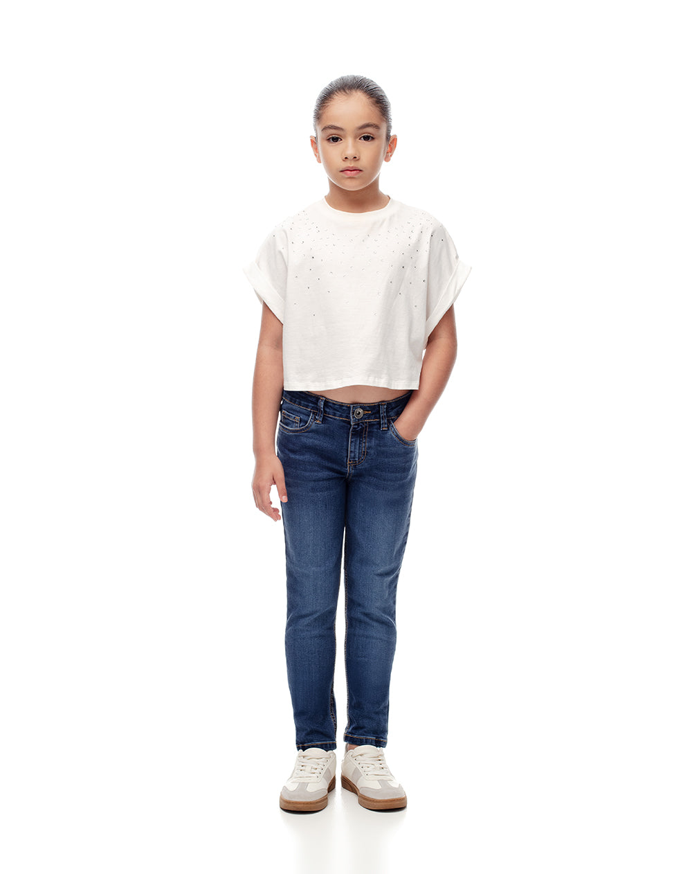Jean skinny tiro medio índigo oscuro niña