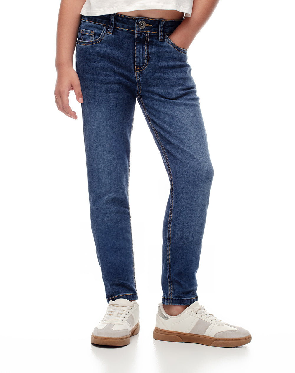 Jean skinny tiro medio índigo oscuro niña