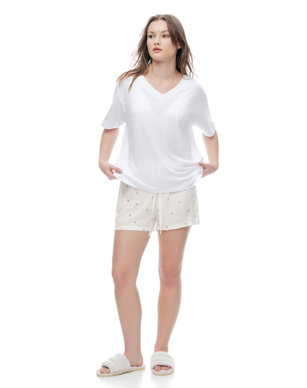 Short blanco estampado mujer
