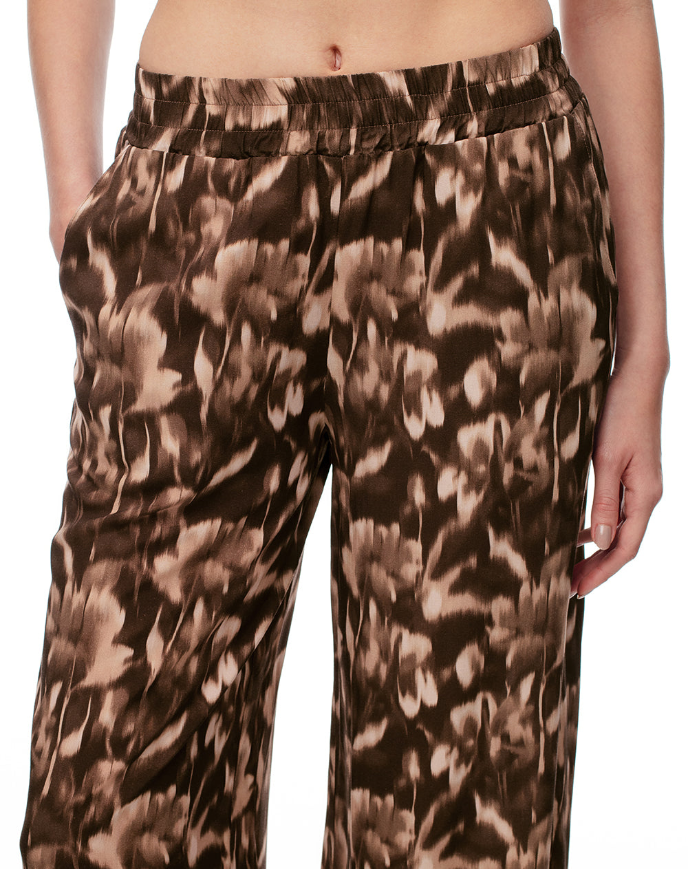 Pantalón wide leg tiro medio estampado mujer