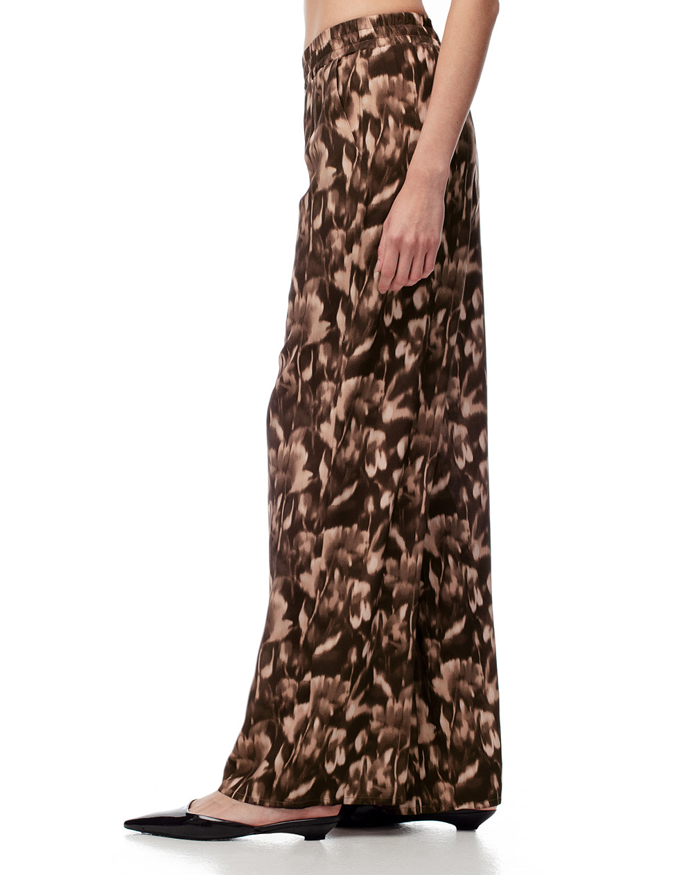 Pantalón wide leg tiro medio estampado mujer