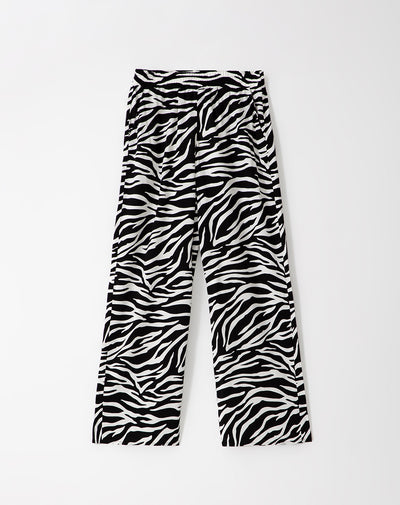 Pantalón loose fit tiro medio vainilla estampado