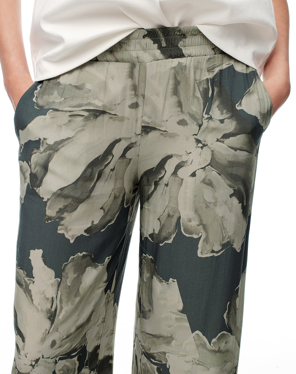 Pantalón wide leg tiro medio estampado mujer