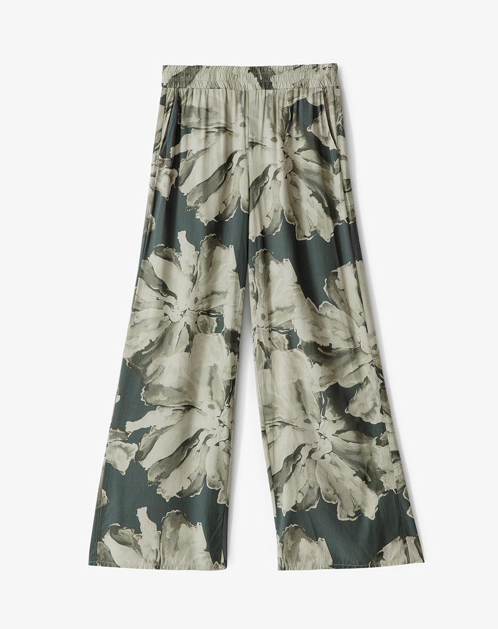 Pantalón wide leg tiro medio estampado mujer