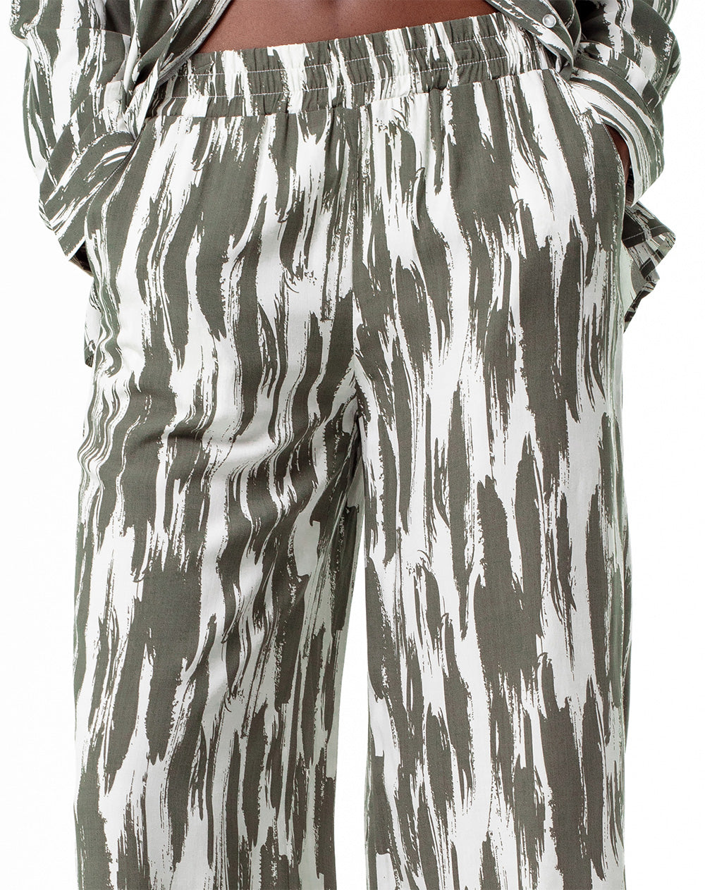 Pantalón Lilenis loose fit tiro medio verde estampado