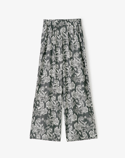 Pantalón wide leg tiro medio estampado mujer