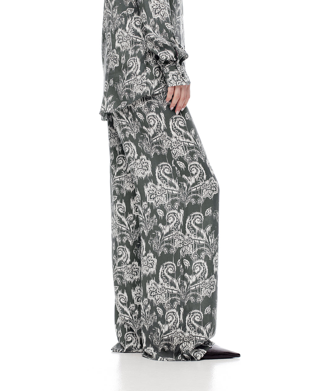 Pantalón wide leg tiro medio estampado mujer