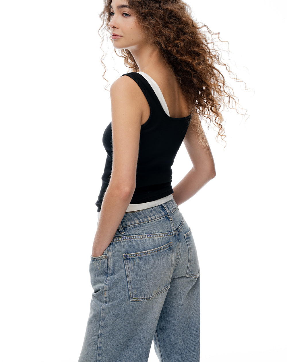 Jean regular tiro bajo índigo medio mujer