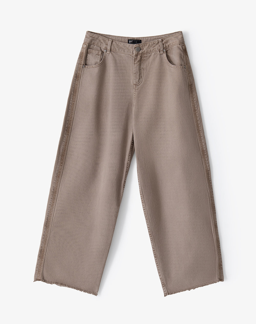 Pantalón wide leg tiro medio en drill café mujer