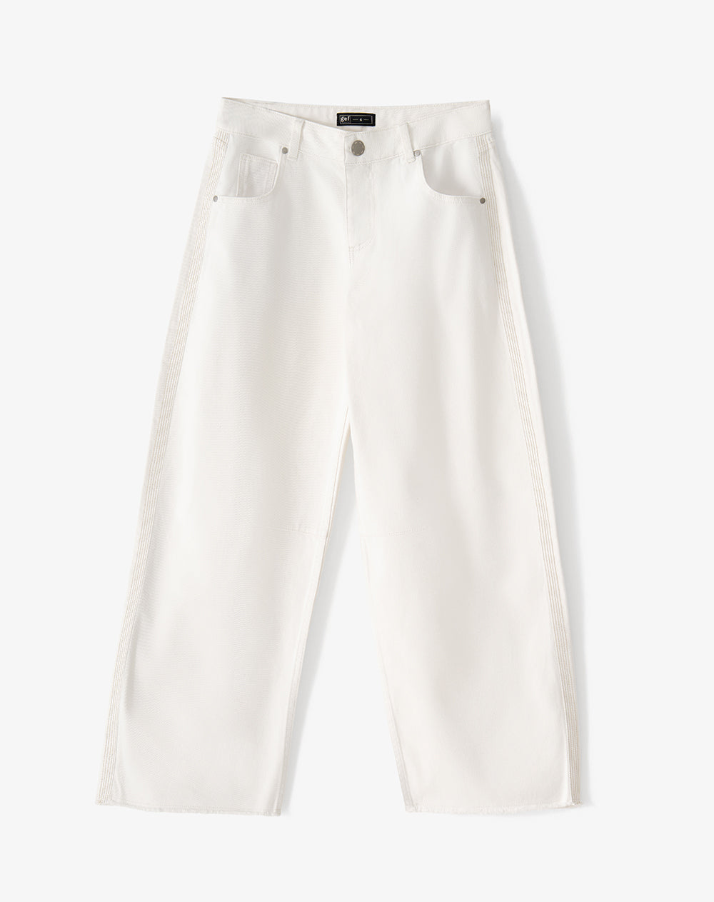 Pantalón wide leg tiro medio en drill crudo mujer