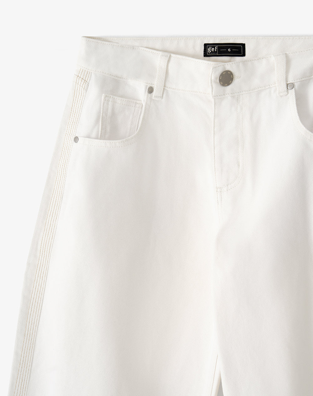 Pantalón wide leg tiro medio en drill crudo mujer