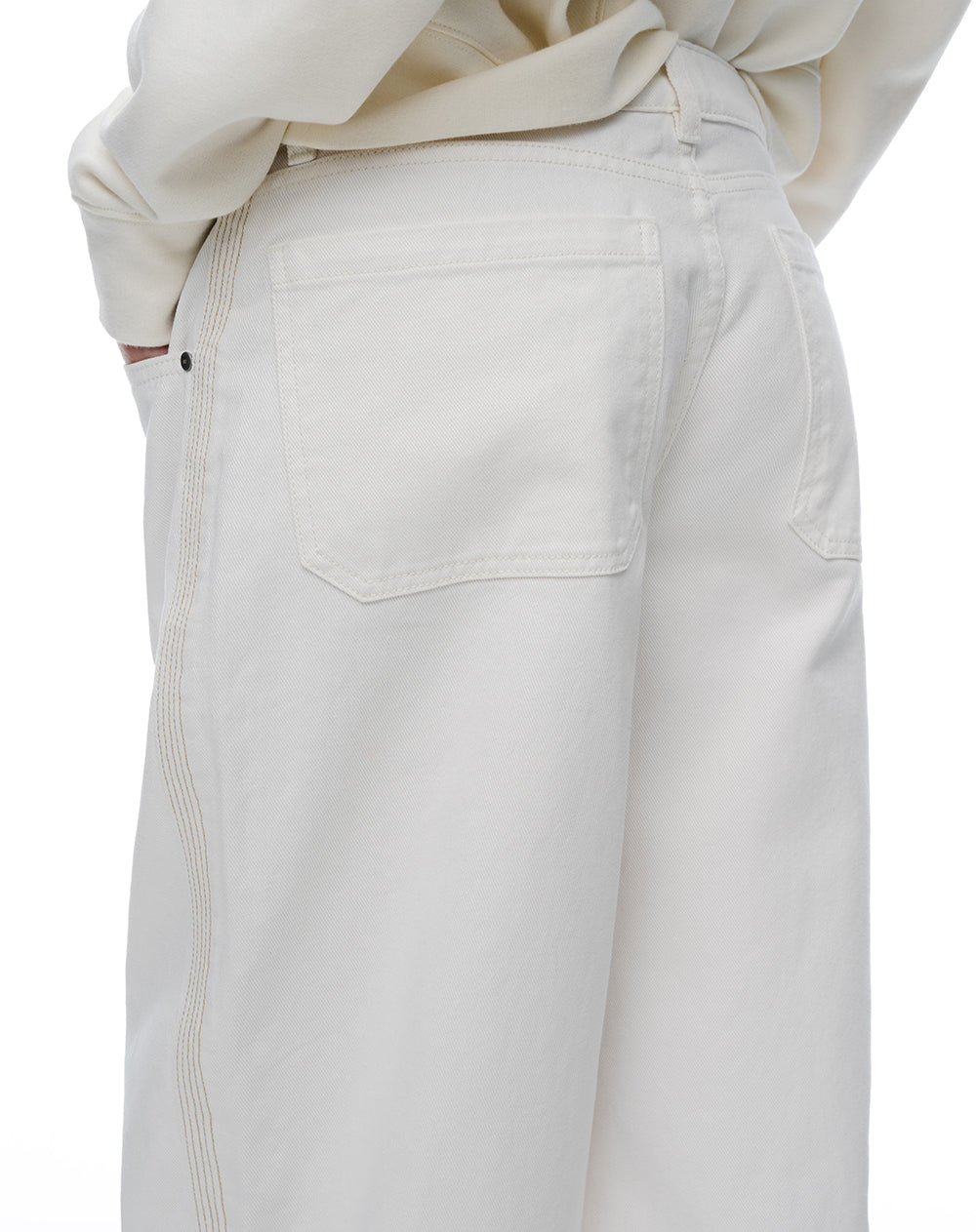 Pantalón wide leg tiro medio drill crudo mujer