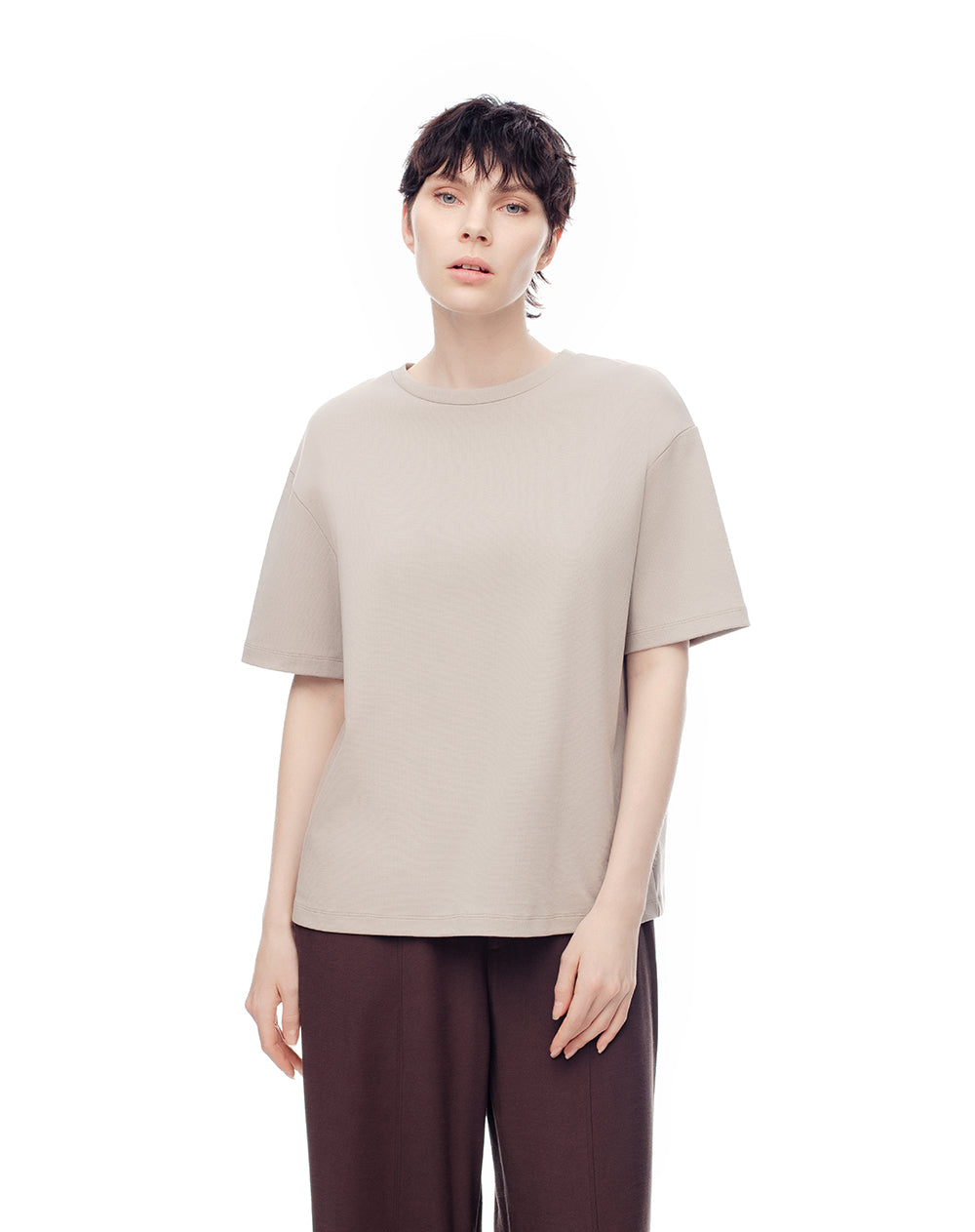 Camiseta oversize  taupe mujer