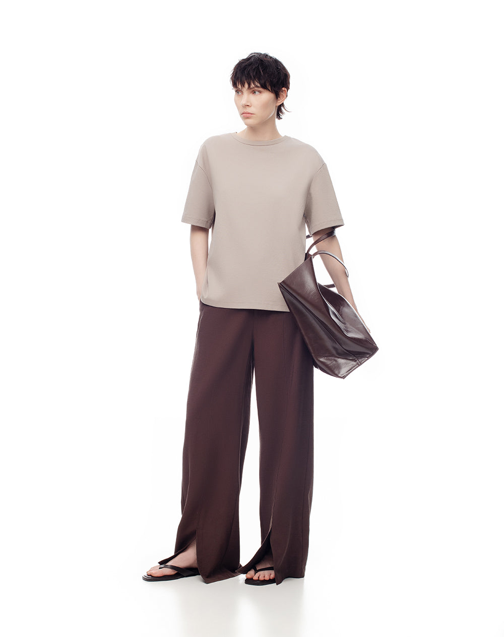 Camiseta oversize  taupe mujer