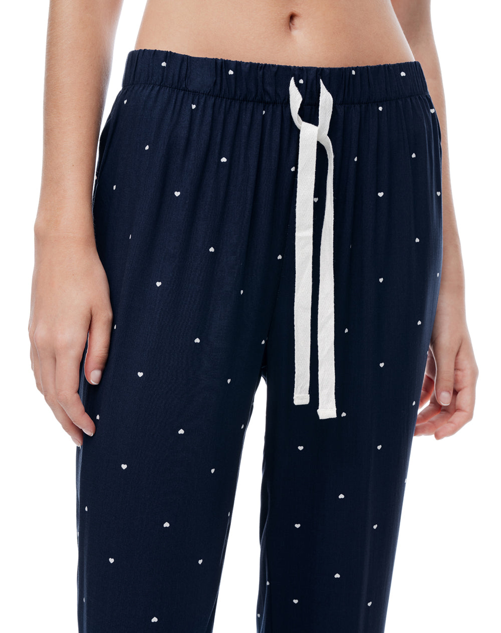 Pantalón regular tiro medio azul estampado mujer