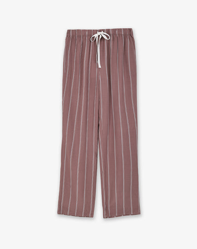Pantalón regular tiro medio café rayas mujer