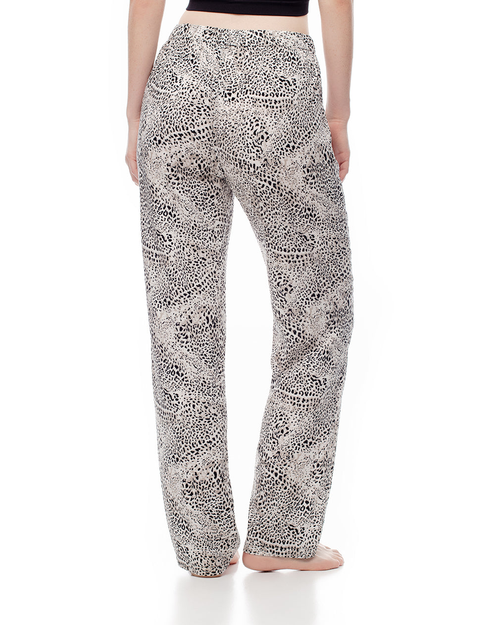 Pantalón regular fit tiro medio crudo estampado