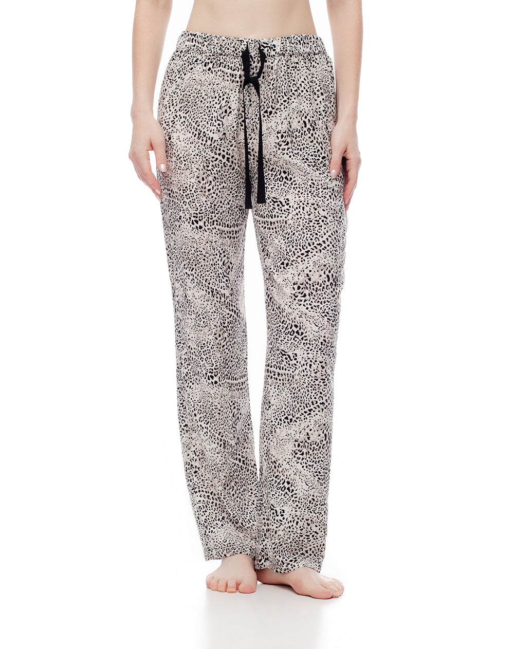 Pantalón regular fit tiro medio crudo estampado
