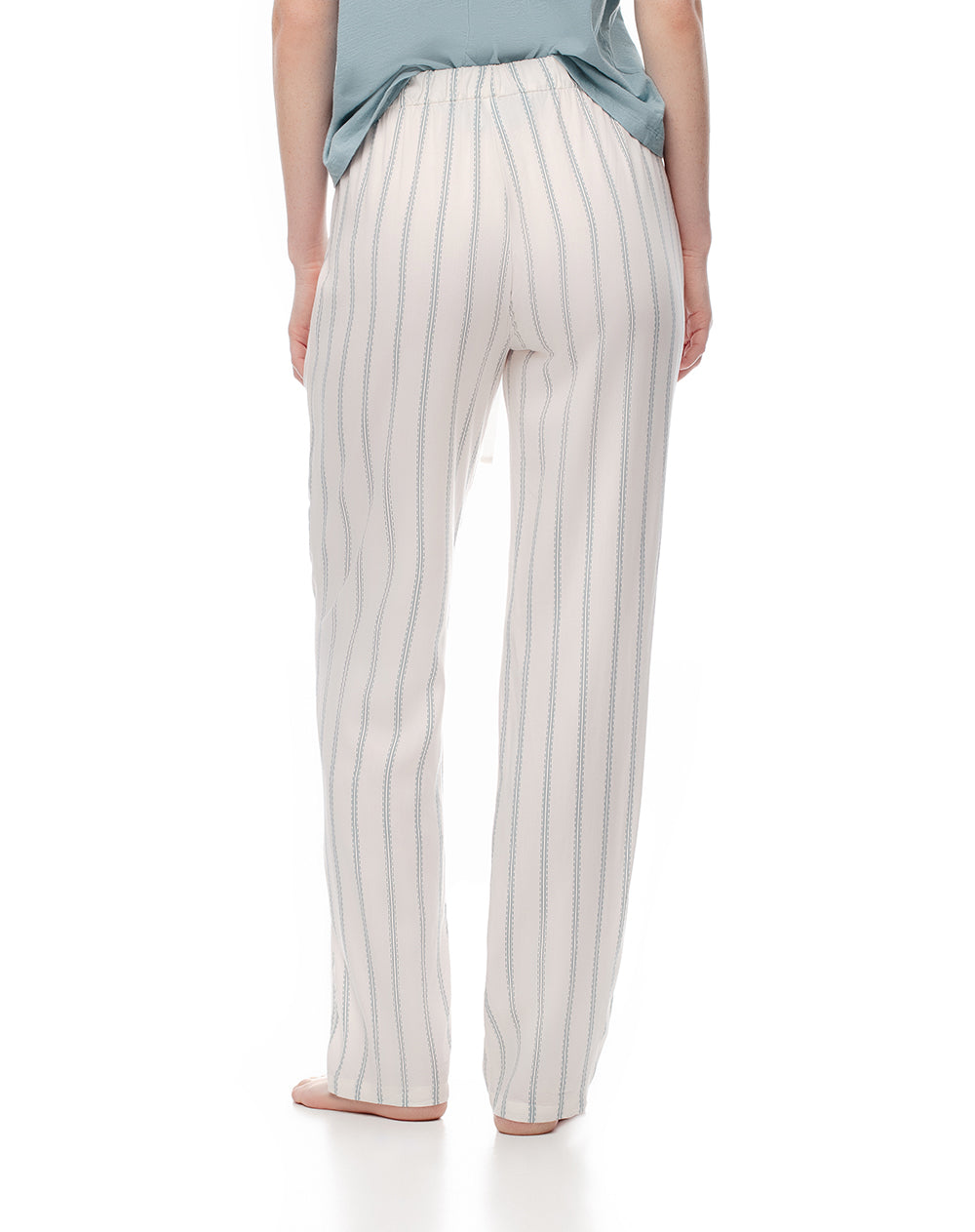 Pantalón regular fit tiro medio crudo rayas