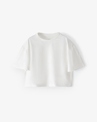Camiseta relaxed manga corta blanca niña