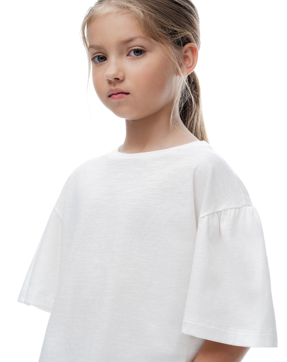 Camiseta relaxed manga corta blanca niña