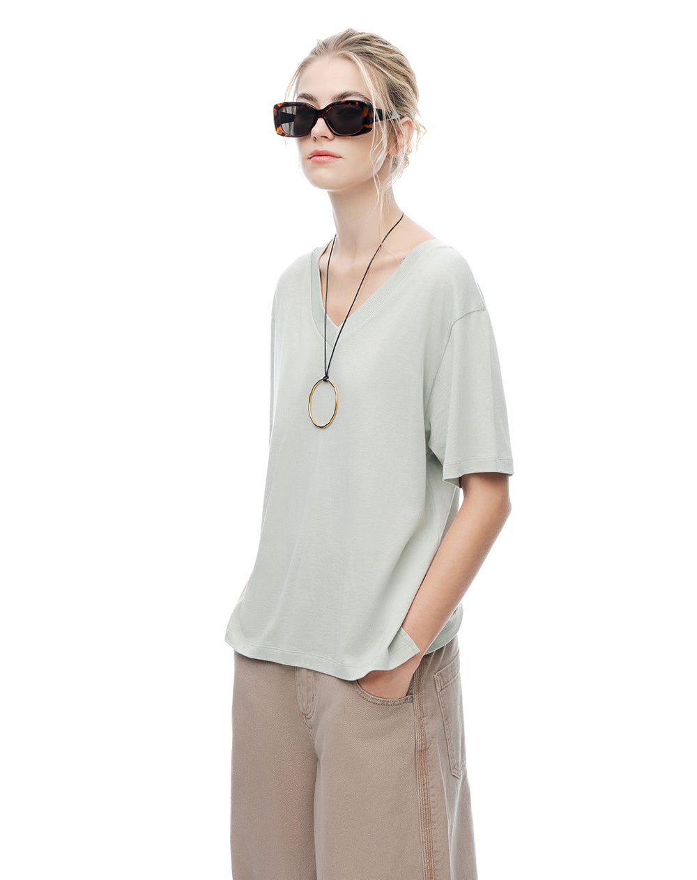 Camiseta relax verde mujer
