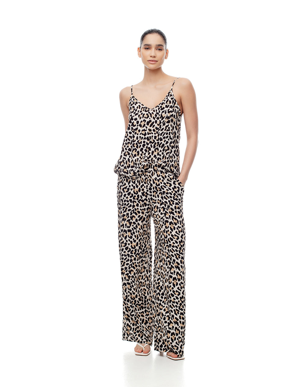 Camisa loose fit tiras negro leopardo