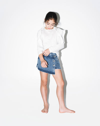 Falda short denim índigo oscuro niña