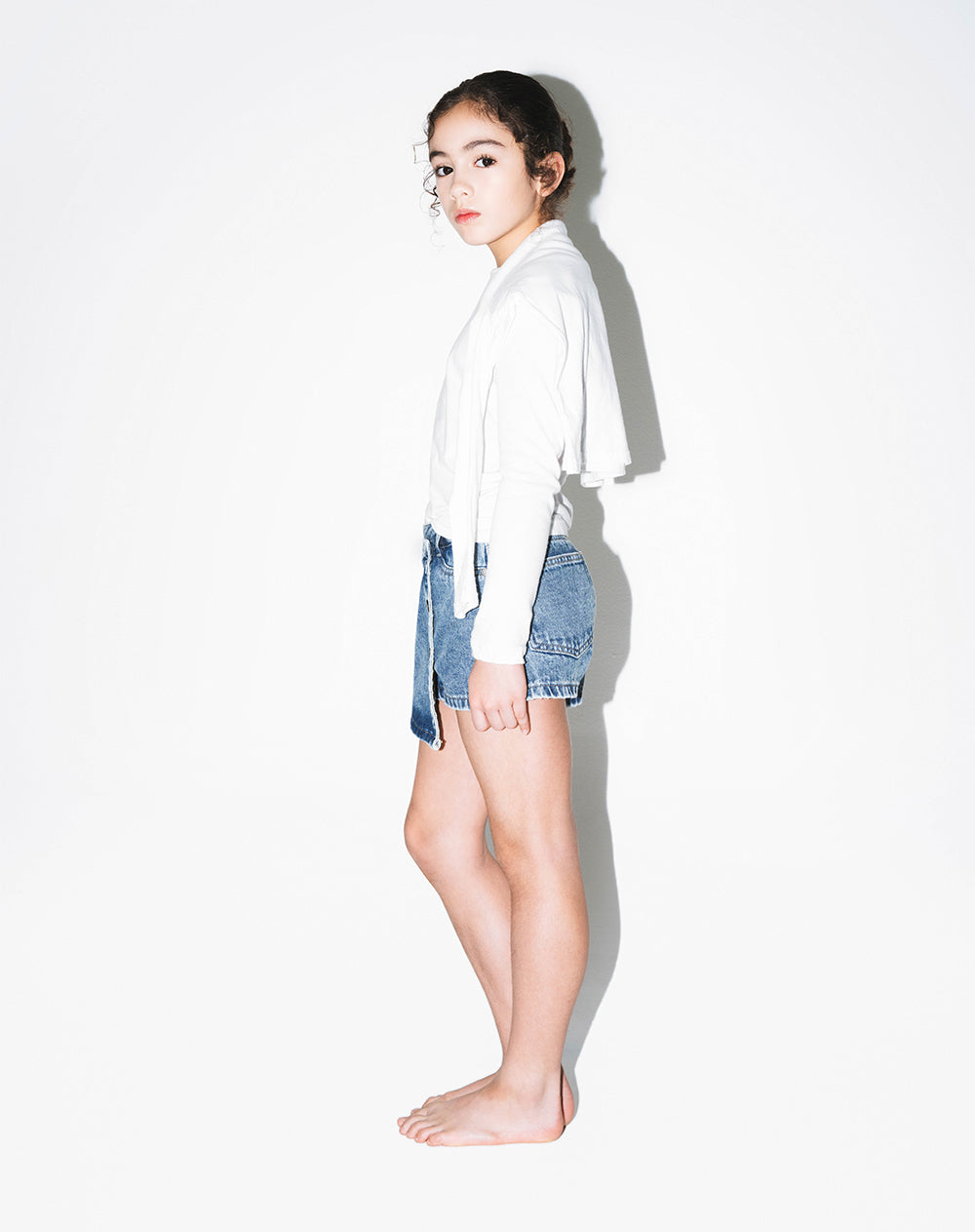 Falda short denim índigo oscuro niña