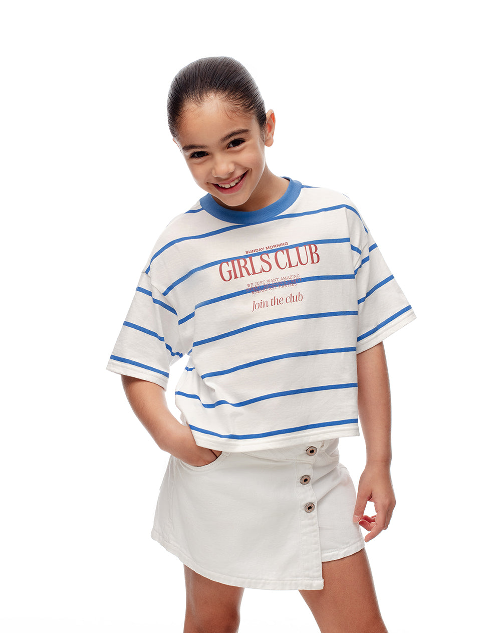 Camiseta oversize algodón rayas niña