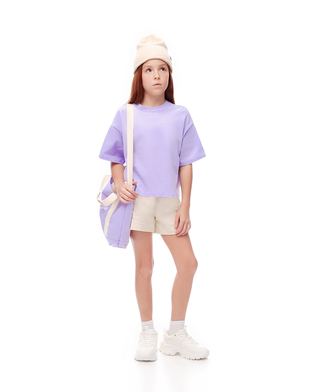 Camiseta relaxed fit manga corta lavanda
