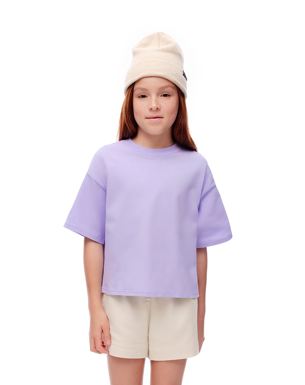Camiseta relaxed fit manga corta lavanda