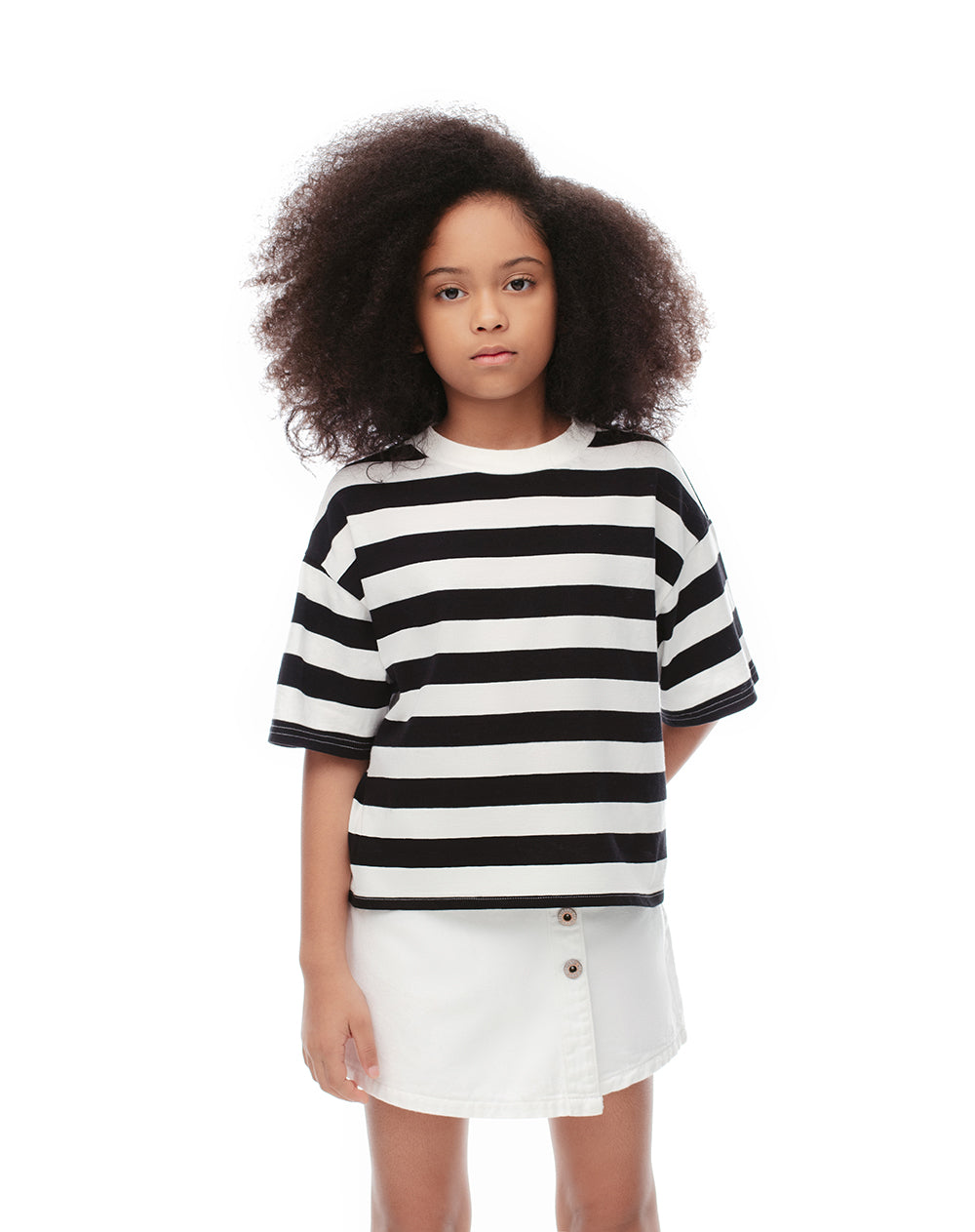 Camiseta oversize algodón rayas niña