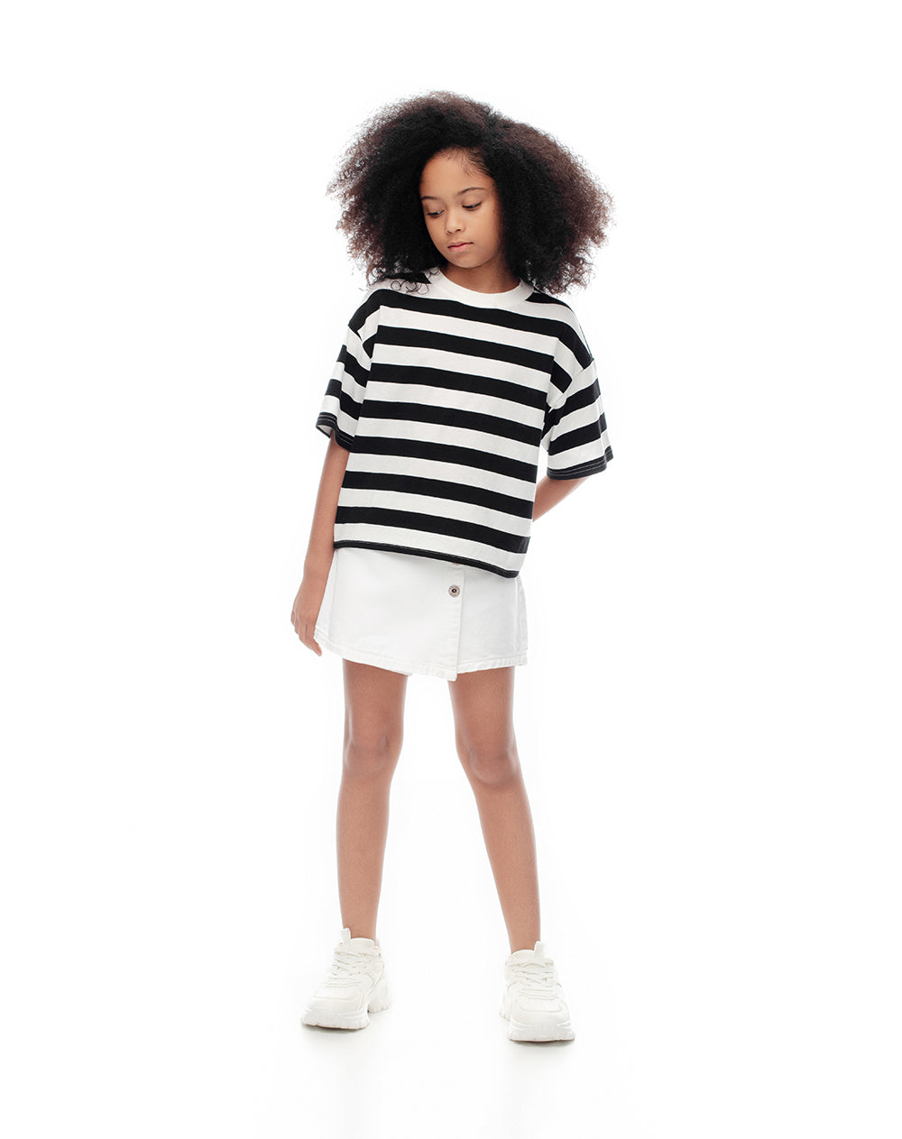 Camiseta oversize algodón rayas niña