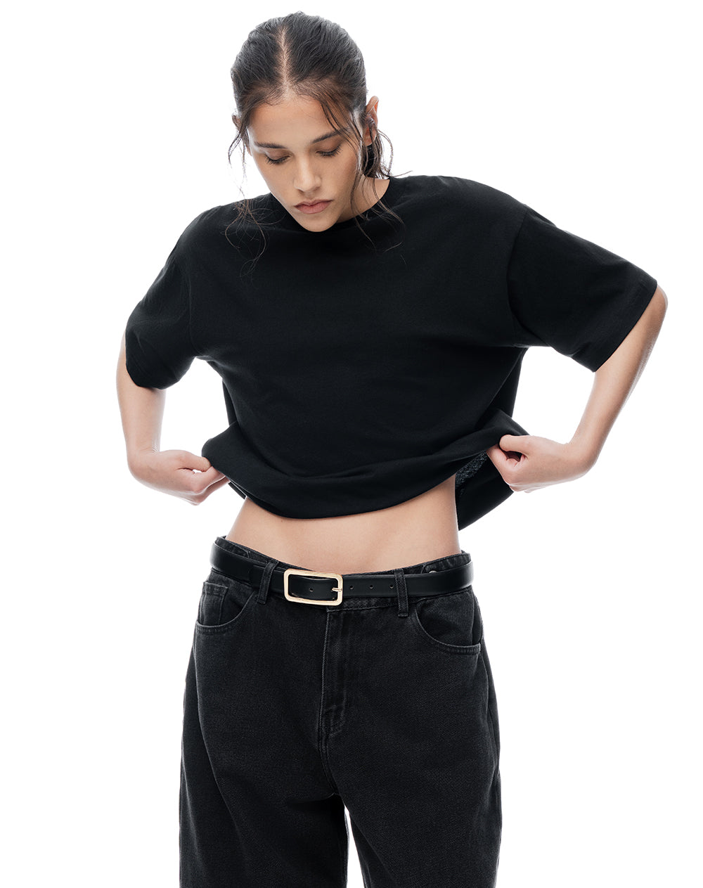 Camiseta oversize algodón negra mujer