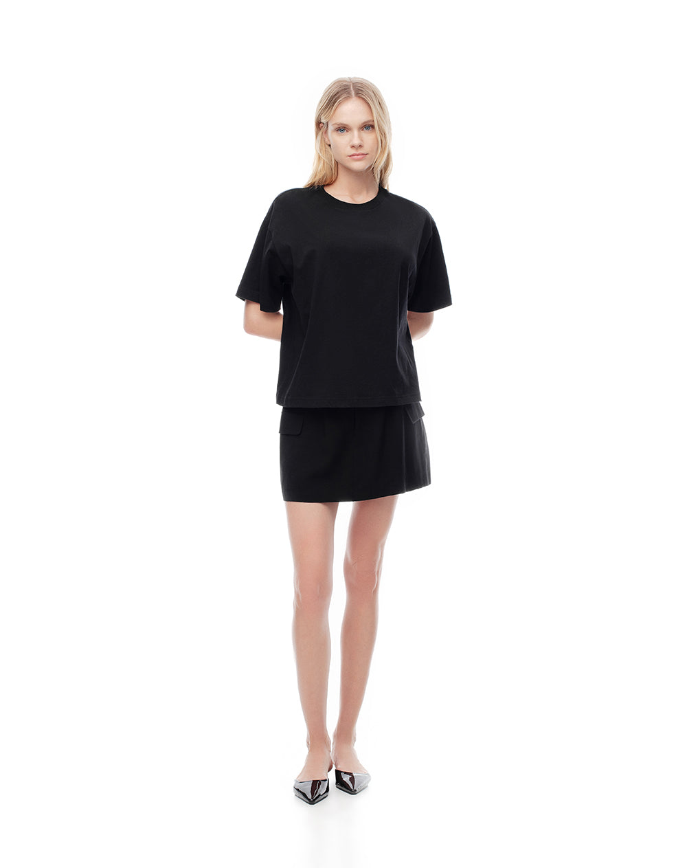 Camiseta oversize algodón negra mujer