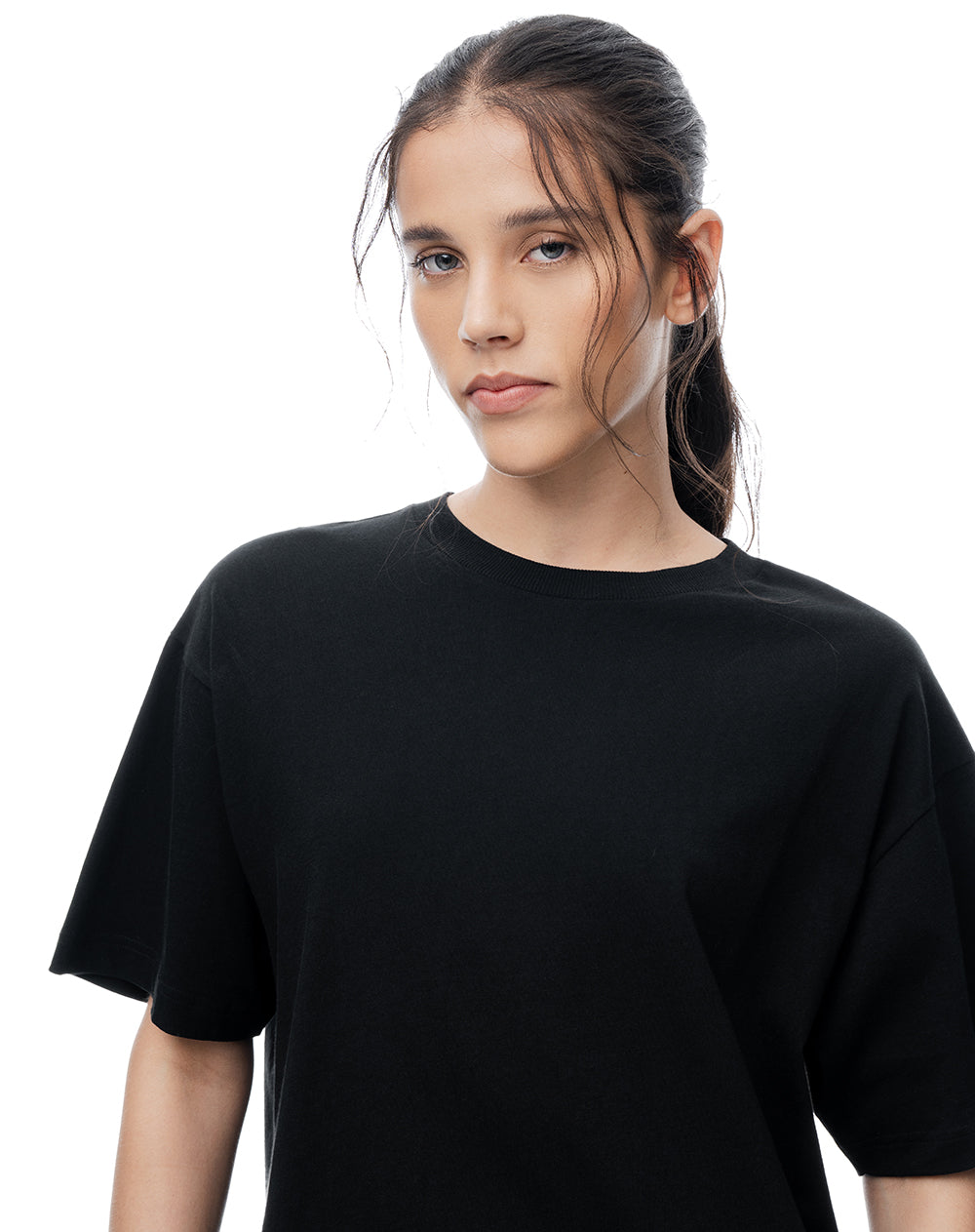 Camiseta oversize algodón negra mujer