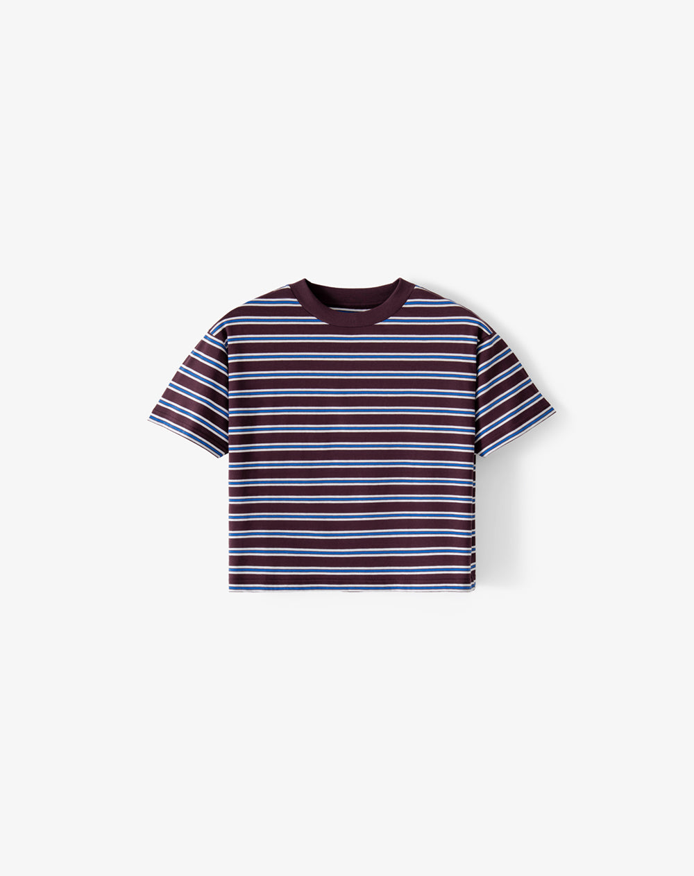 Camiseta relaxed fit manga corta vinotinto rayas
