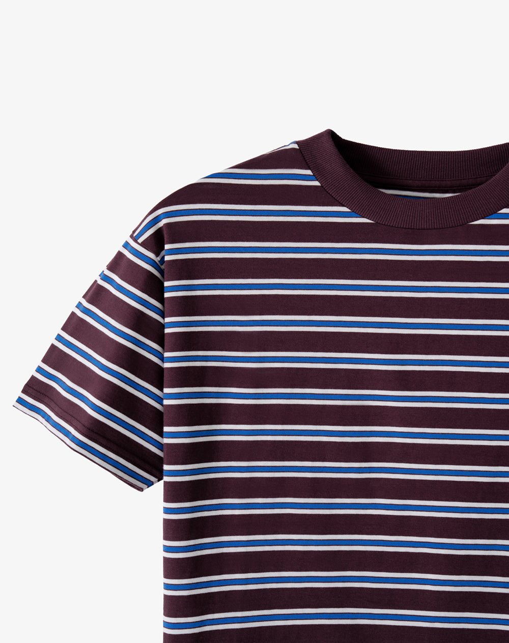 Camiseta relaxed fit manga corta vinotinto rayas