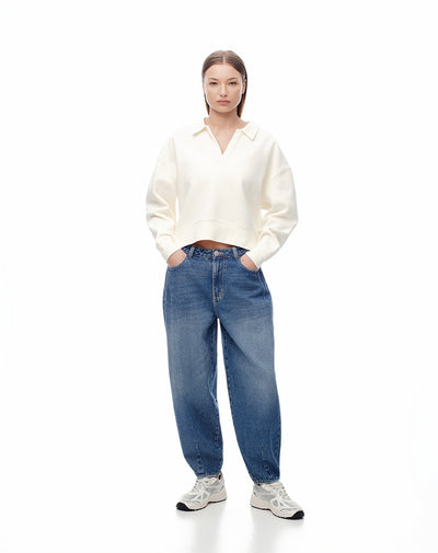 Jean carrot fit tiro medio indigo