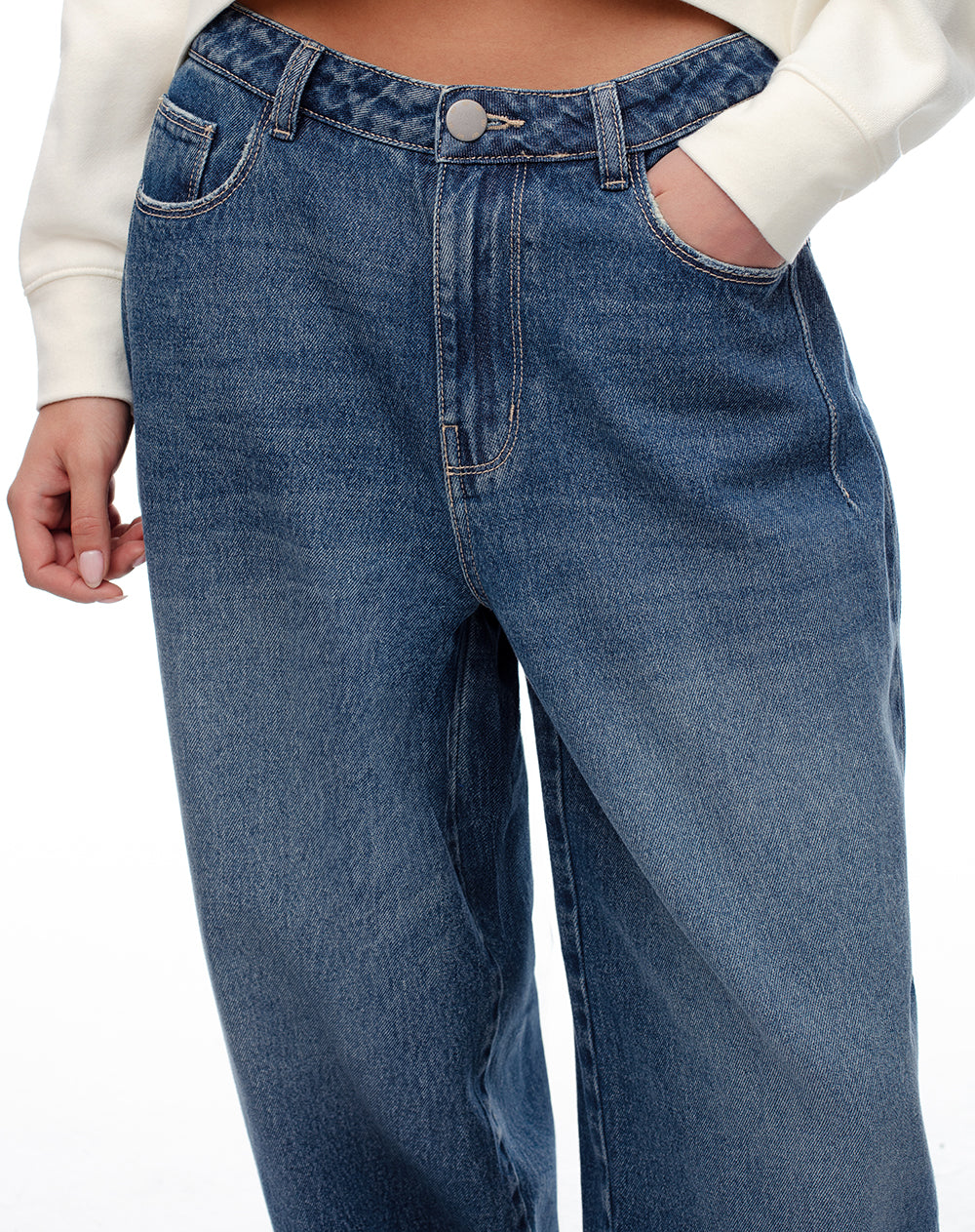 Jean carrot fit tiro medio indigo