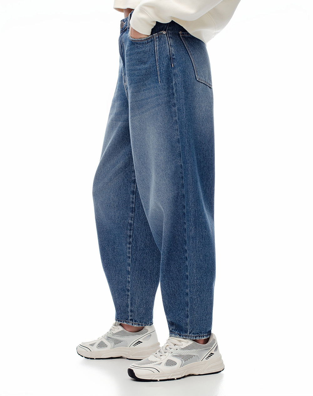 Jean carrot fit tiro medio indigo